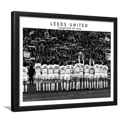 Leeds Champions Of 1974 Stadium Black And White, Football Fans, Elland Road, Framed Art Print Wall Decor