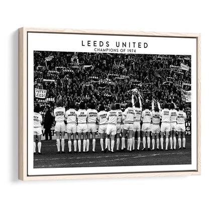 Leeds Champions Of 1974 Stadium Black And White, Football Fans, Elland Road, Framed Canvas Print Wall Art