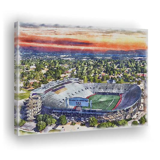 Legion Field WaterColor, Birmingham Alabama Watercolor, Sport Art, Gifts for him, Canvas Print Wall Art