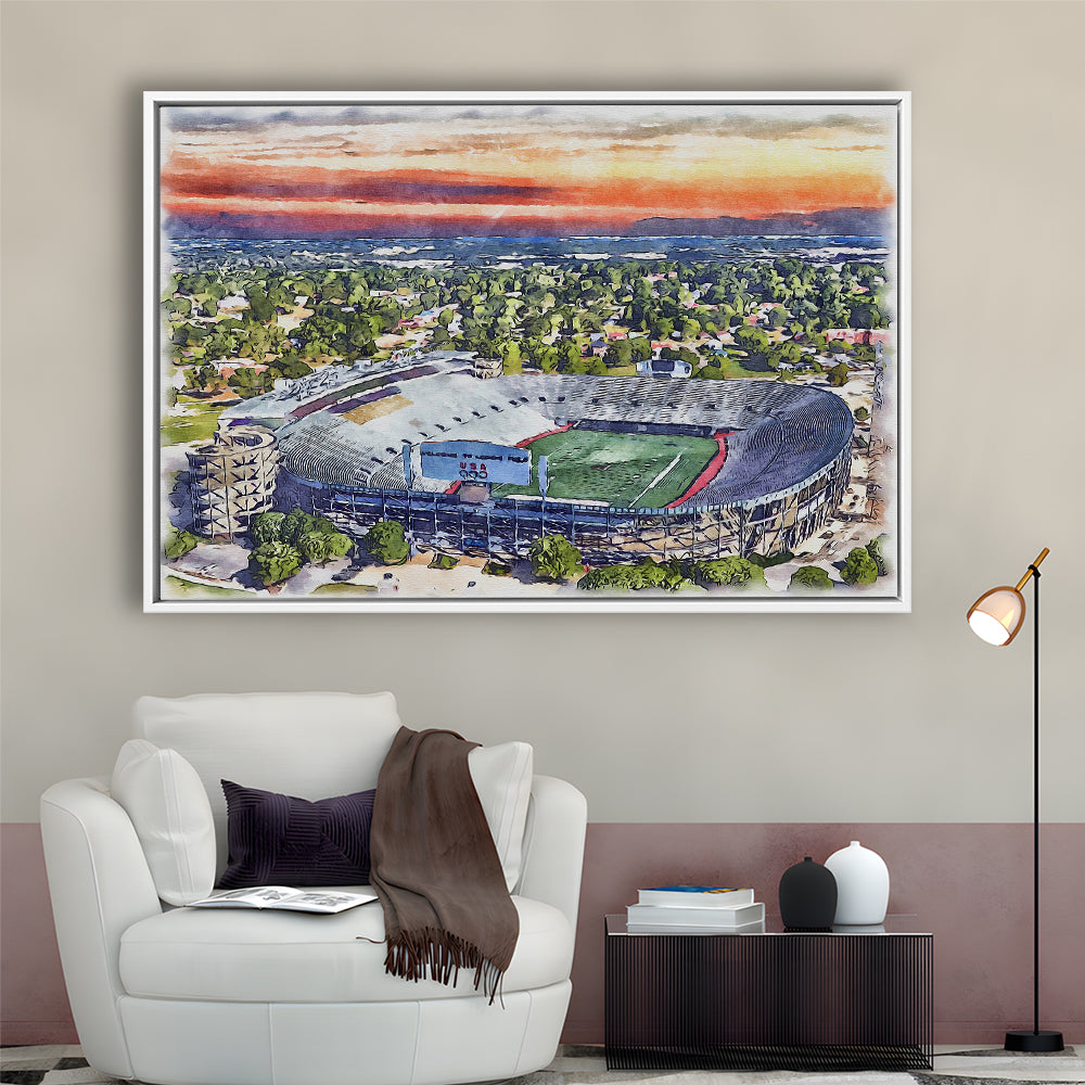 Legion Field WaterColor, Birmingham Alabama Watercolor, Sport Gift Art, Framed Canvas Print Wall Art
