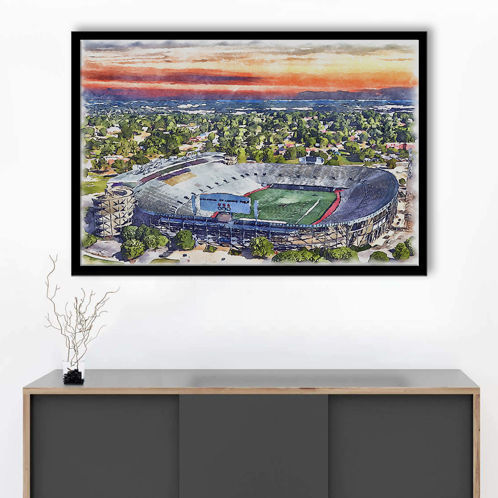 Legion Field WaterColor, Birmingham Alabama Watercolor, Sport Gift Art, Framed Art Print Wall Decor