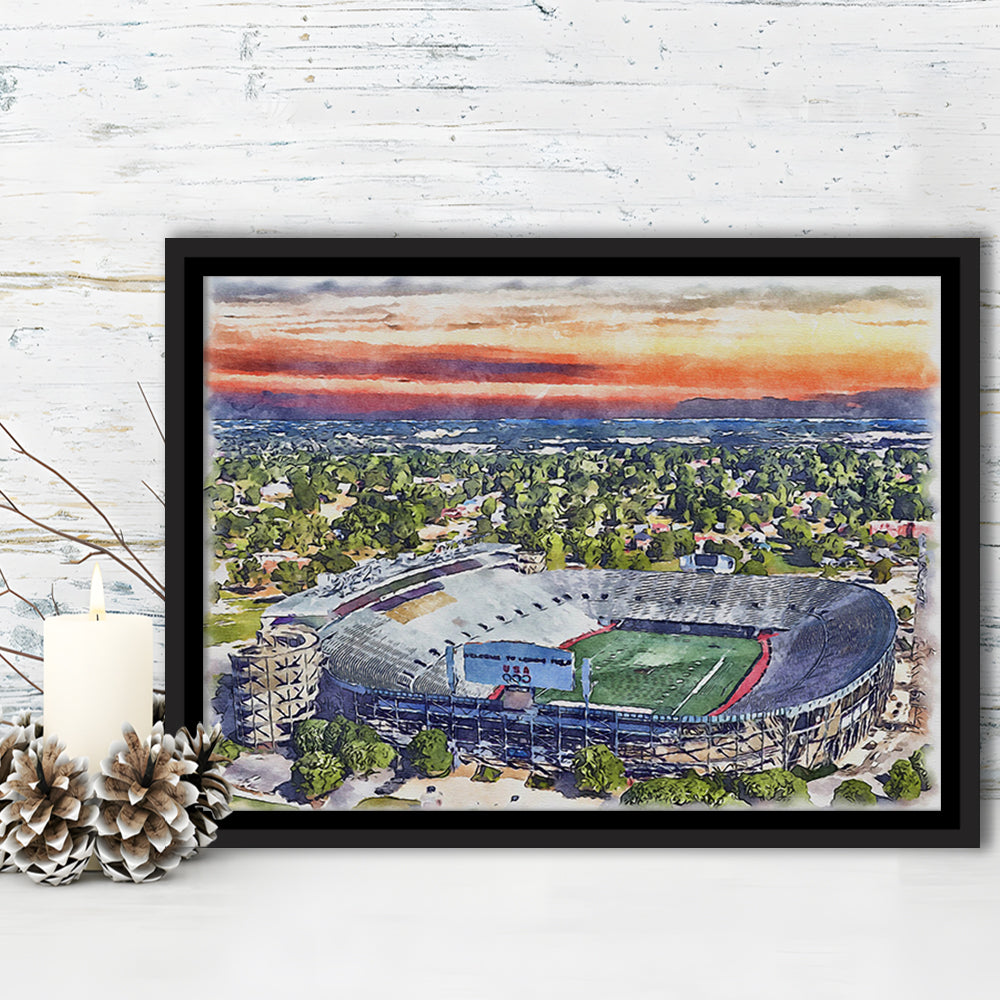 Legion Field WaterColor, Birmingham Alabama Watercolor, Sport Gift Art, Framed Canvas Print Wall Art