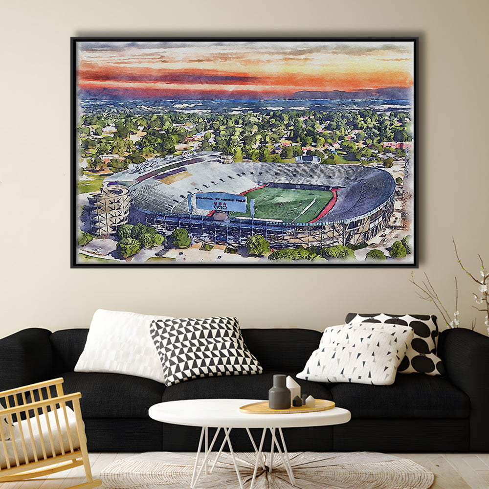 Legion Field WaterColor, Birmingham Alabama Watercolor, Sport Gift Art, Framed Canvas Print Wall Art