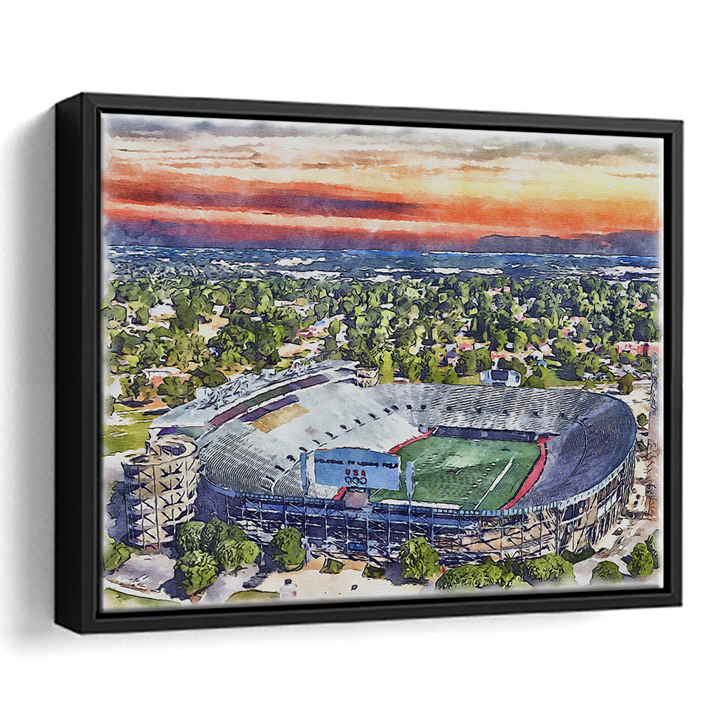 Legion Field WaterColor, Birmingham Alabama Watercolor, Sport Gift Art, Framed Canvas Print Wall Art