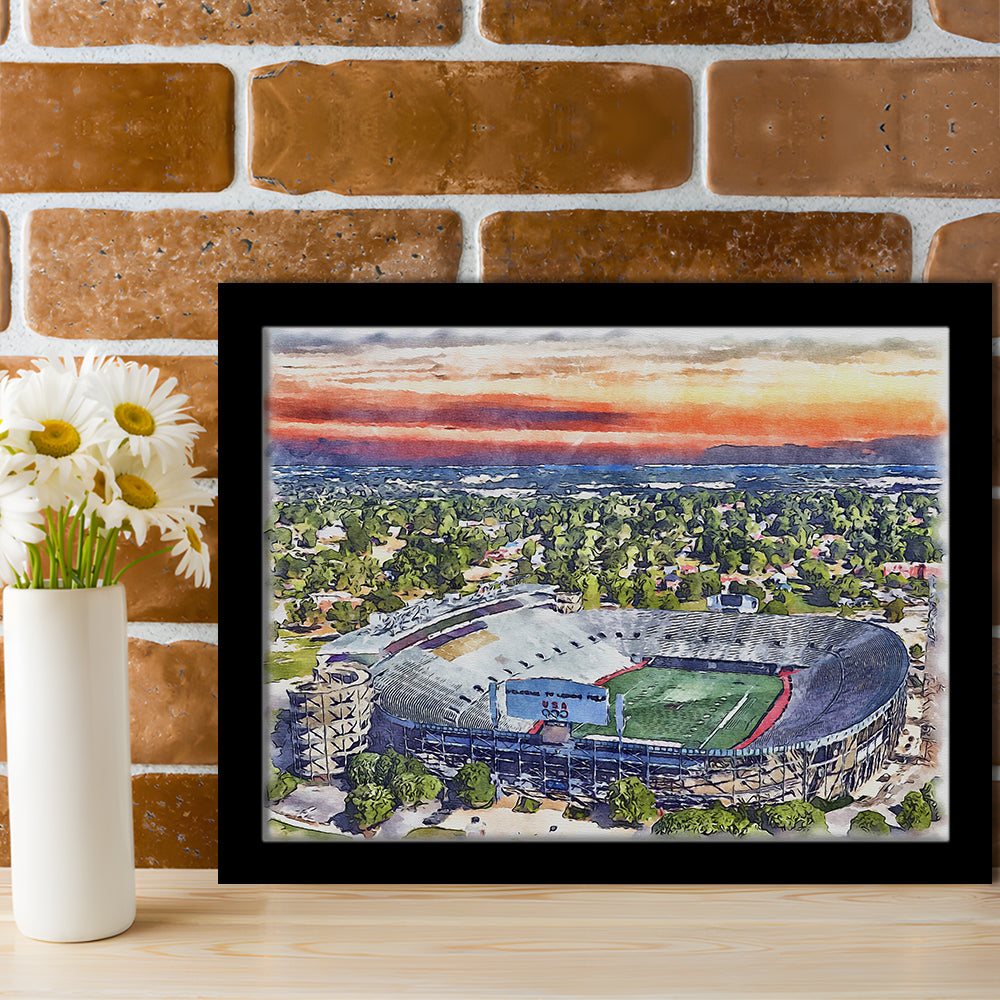 Legion Field WaterColor, Birmingham Alabama Watercolor, Sport Gift Art, Framed Art Print Wall Decor