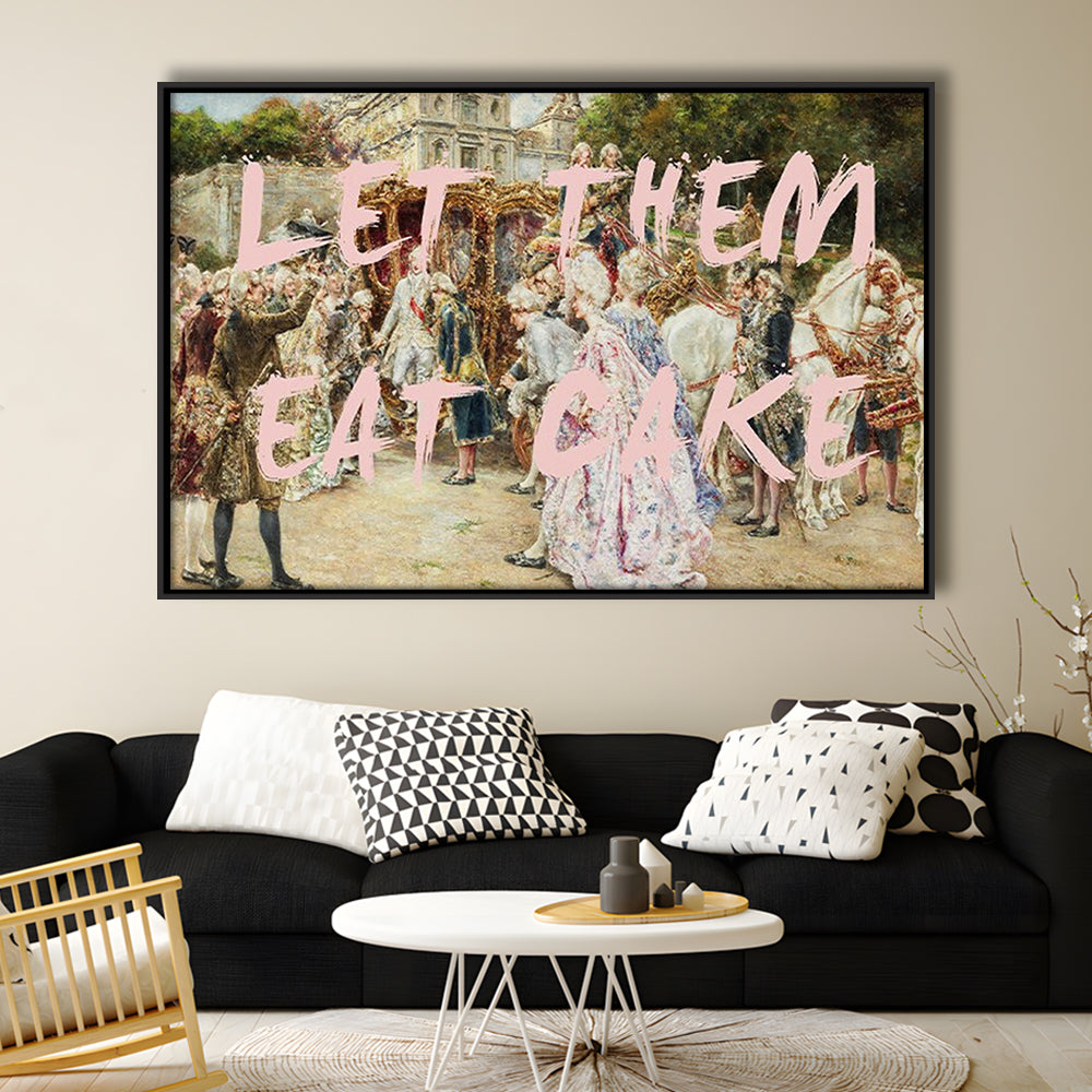 Let Them Eat Cake Rococo, Framed Canvas Print, Painting Art, Floating Framed Canvas Print Wall Art