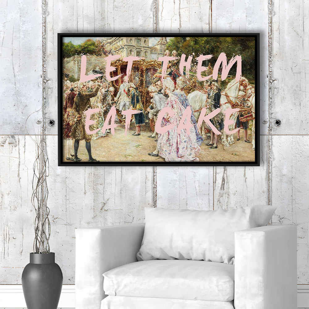 Let Them Eat Cake Rococo, Framed Canvas Print, Painting Art, Floating Framed Canvas Print Wall Art