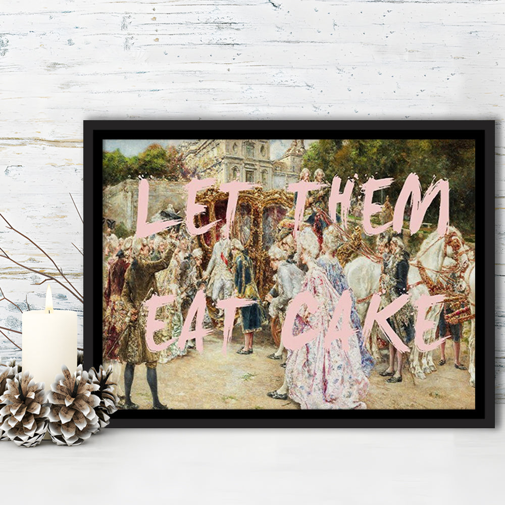 Let Them Eat Cake Rococo, Framed Canvas Print, Painting Art, Floating Framed Canvas Print Wall Art