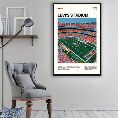 Levi's Stadium Print, San Francisco Stadium Canvas Art, Man Cave Gift, Floating Framed Canvas Print Wall Art