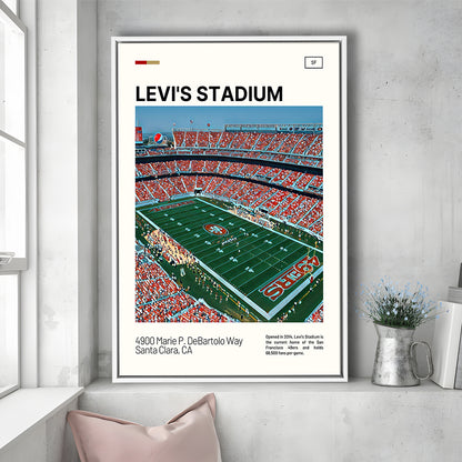 Levi's Stadium Print, San Francisco Stadium Canvas Art, Man Cave Gift, Floating Framed Canvas Print Wall Art
