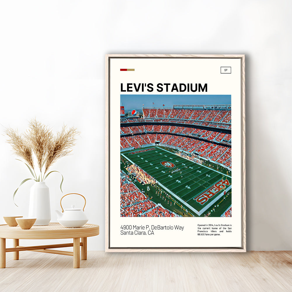 Levi's Stadium Print, San Francisco Stadium Canvas Art, Man Cave Gift, Floating Framed Canvas Print Wall Art