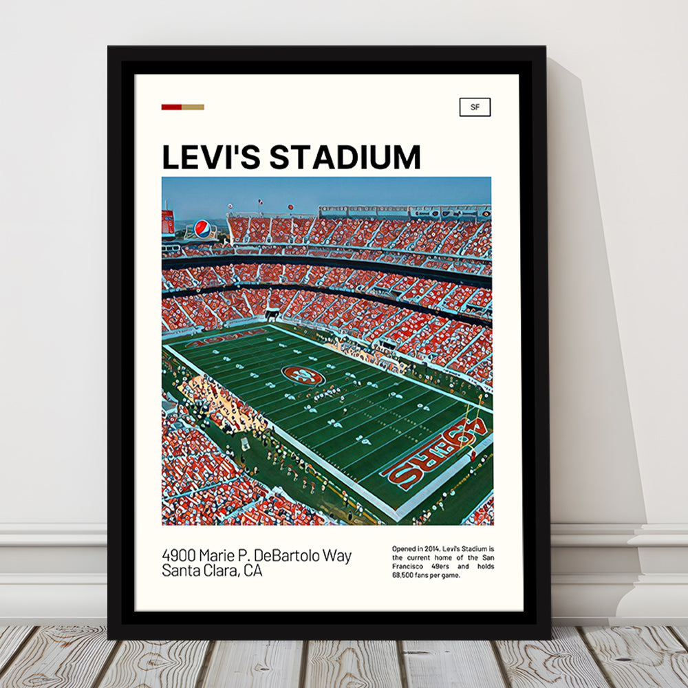 Levi's Stadium Print, San Francisco Stadium Canvas Art, Man Cave Gift, Floating Framed Canvas Print Wall Art