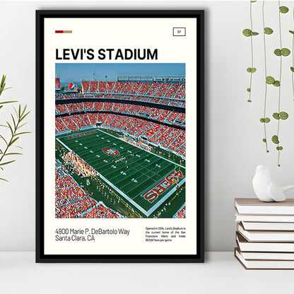 Levi's Stadium Print, San Francisco Stadium Canvas Art, Man Cave Gift, Floating Framed Canvas Print Wall Art