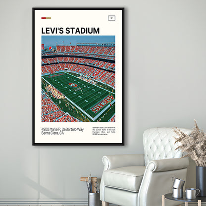 Levi's Stadium Print, San Francisco Stadium Canvas Art, Man Cave Gift, Floating Framed Canvas Print Wall Art