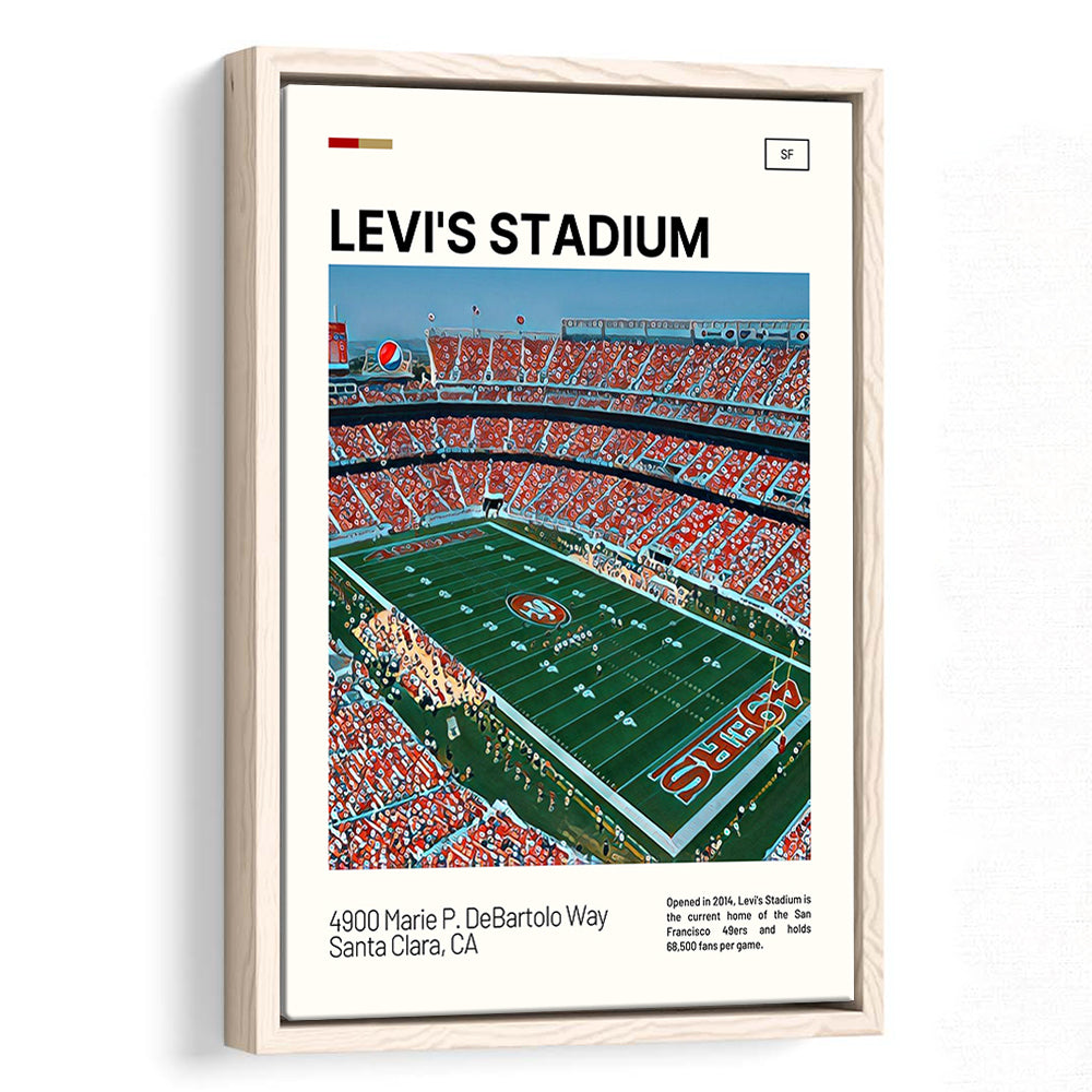 Levi's Stadium Print, San Francisco Stadium Canvas Art, Man Cave Gift, Floating Framed Canvas Print Wall Art
