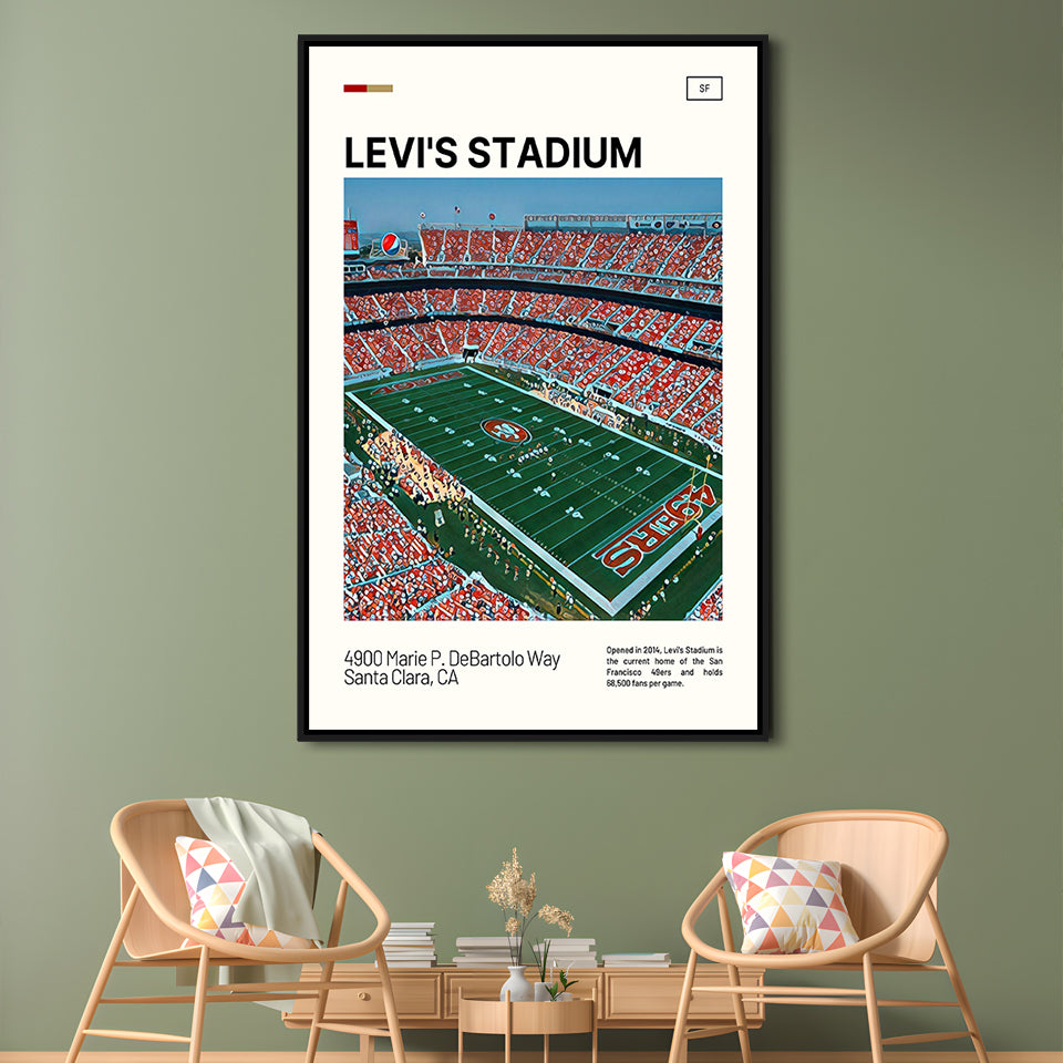 Levi's Stadium Print, San Francisco Stadium Canvas Art, Man Cave Gift, Floating Framed Canvas Print Wall Art