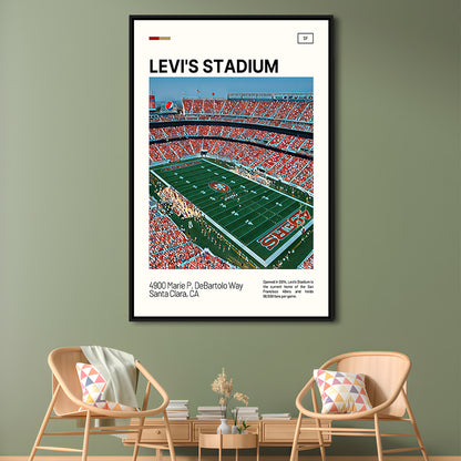 Levi's Stadium Print, San Francisco Stadium Canvas Art, Man Cave Gift, Floating Framed Canvas Print Wall Art