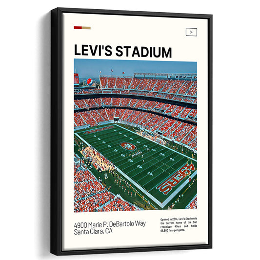 Levi's Stadium Print, San Francisco Stadium Canvas Art, Man Cave Gift, Floating Framed Canvas Print Wall Art