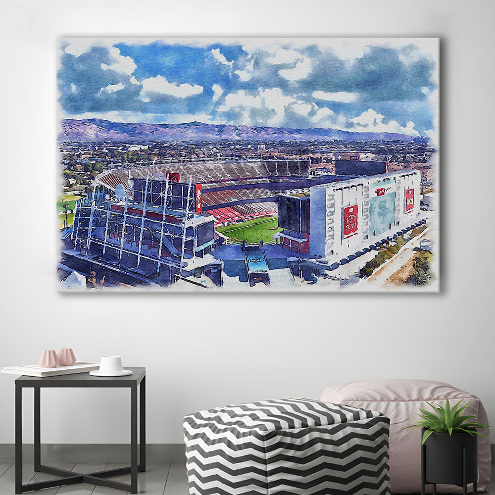 Levi's Painting Stadium Watercolor, Painting Canvas, Sport Art, Gifts for him, Canvas Print Wall Art