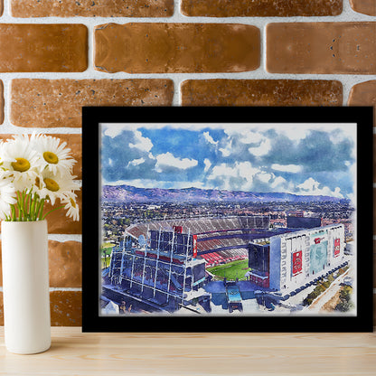 Levi's Painting Stadium Watercolor, Painting Canvas, Sport Gift Art, Framed Art Print Wall Decor