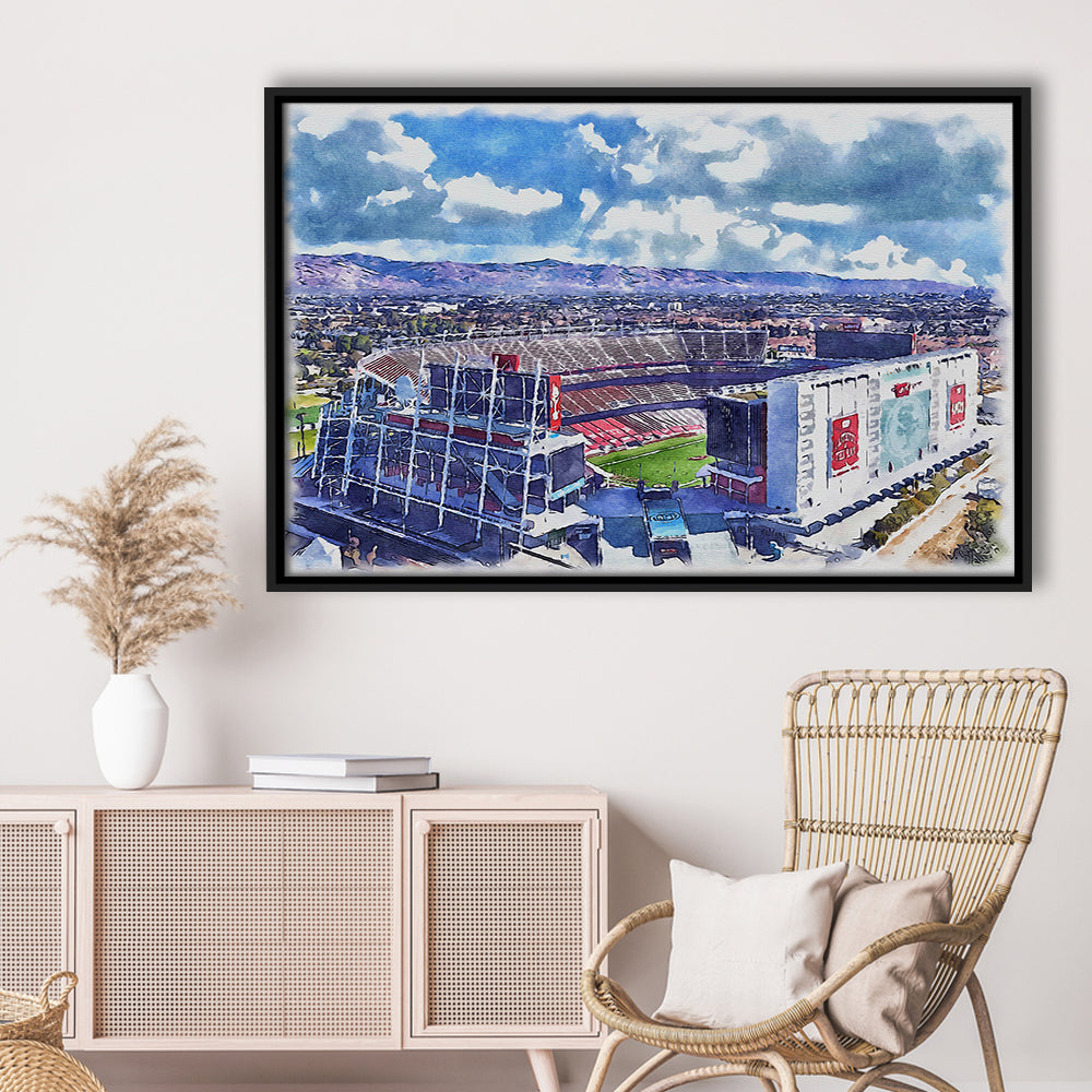 Levi's Painting Stadium Watercolor, Painting Canvas, Sport Gift Art, Framed Canvas Print Wall Art