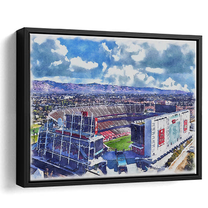 Levi's Painting Stadium Watercolor, Painting Canvas, Sport Gift Art, Framed Canvas Print Wall Art