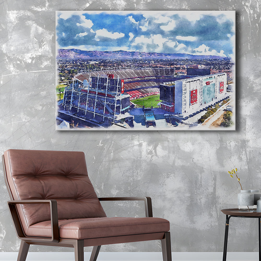 Levi's Painting Stadium Watercolor, Painting Canvas, Sport Art, Gifts for him, Canvas Print Wall Art