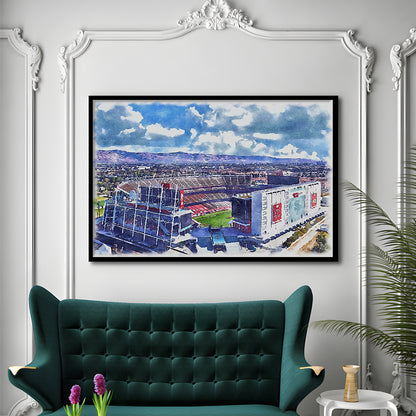 Levi's Painting Stadium Watercolor, Painting Canvas, Sport Gift Art, Framed Art Print Wall Decor