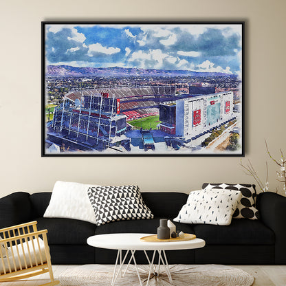 Levi's Painting Stadium Watercolor, Painting Canvas, Sport Gift Art, Framed Canvas Print Wall Art