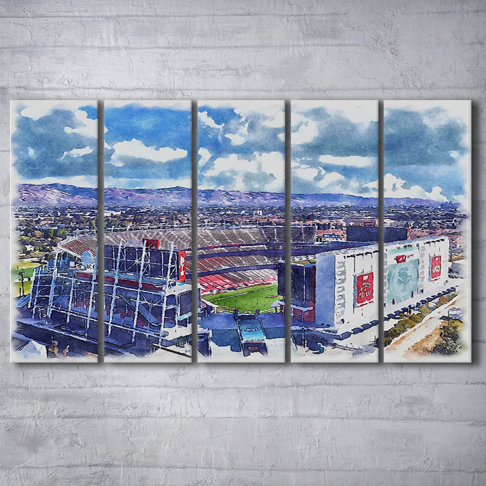 Levi's Painting Stadium Watercolor, Painting Canvas, Sport Art, Extra Large Canvas Print Wall Art