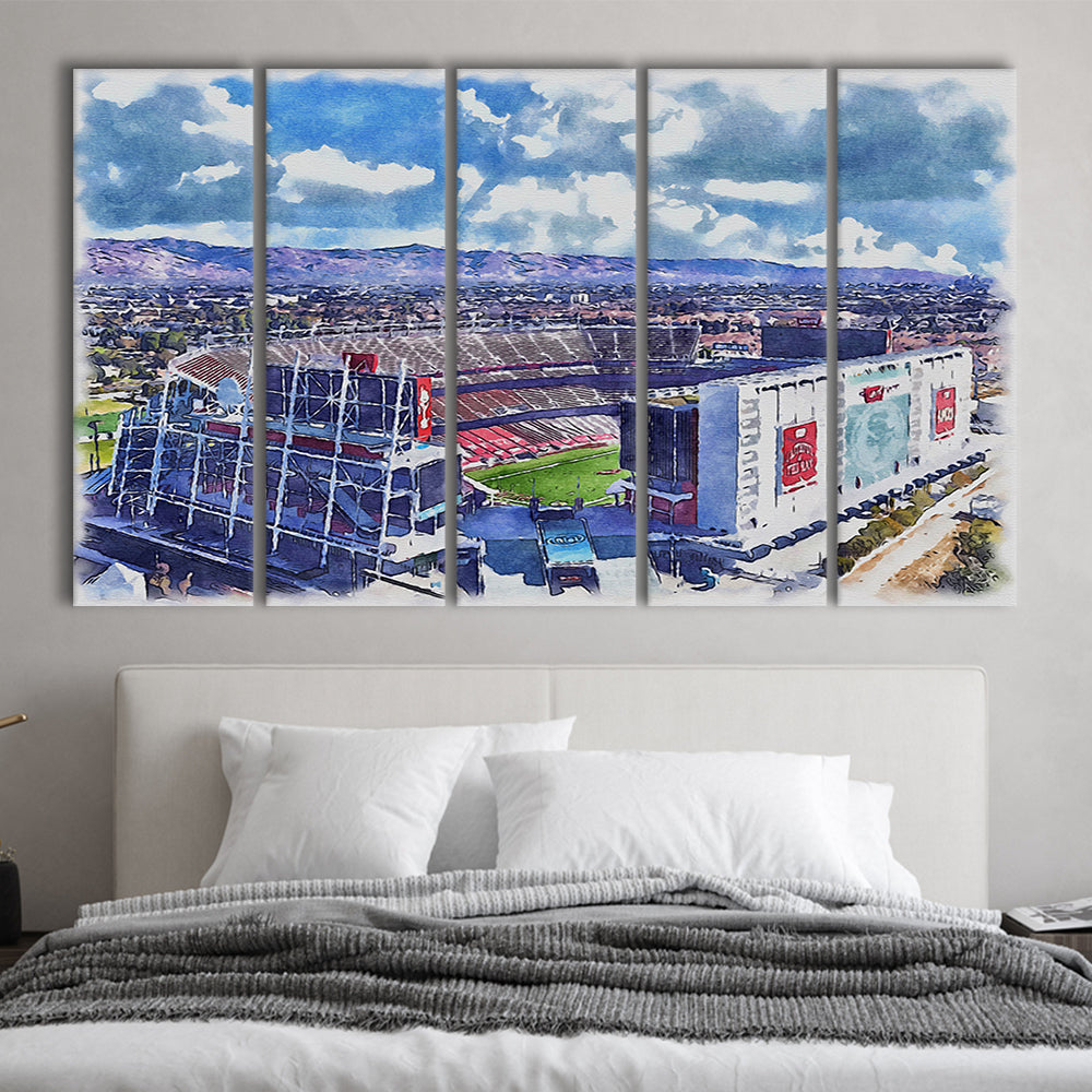 Levi's Painting Stadium Watercolor, Painting Canvas, Sport Art, Extra Large Canvas Print Wall Art