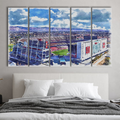 Levi's Painting Stadium Watercolor, Painting Canvas, Sport Art, Extra Large Canvas Print Wall Art