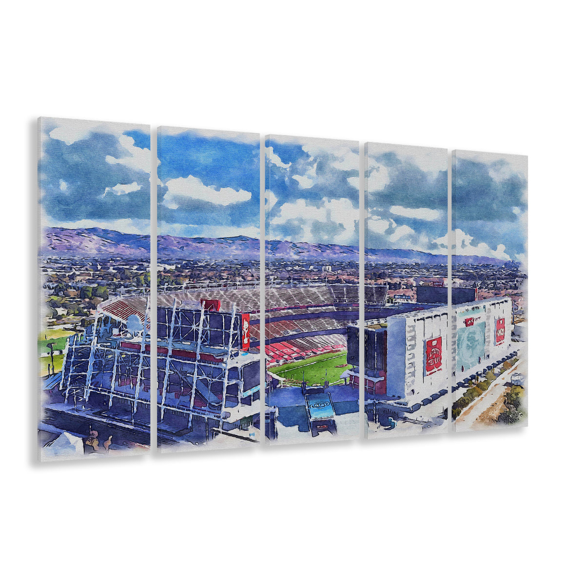 Levi's Painting Stadium Watercolor, Painting Canvas, Sport Art, Extra Large Canvas Print Wall Art