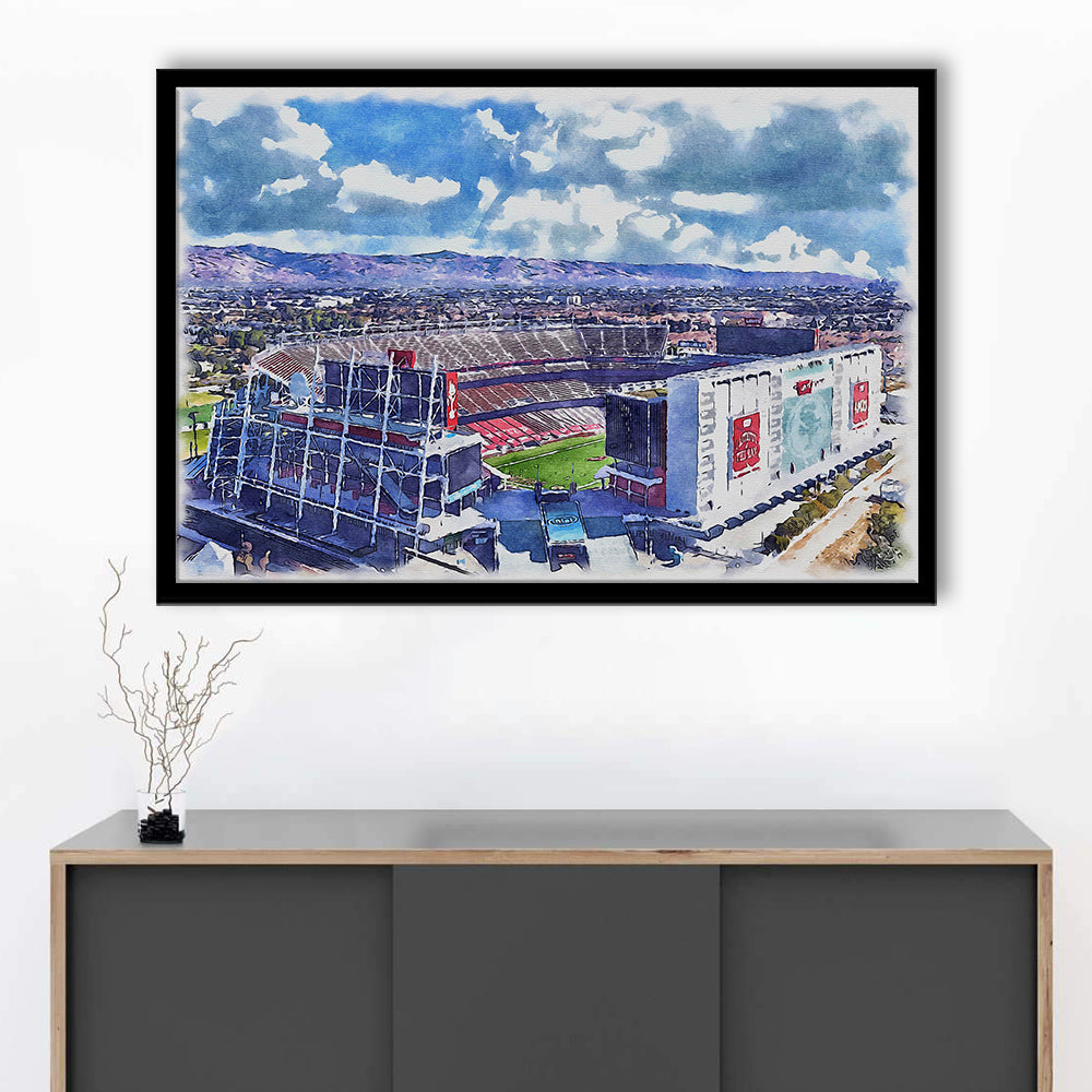 Levi's Painting Stadium Watercolor, Painting Canvas, Sport Gift Art, Framed Art Print Wall Decor