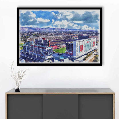 Levi's Painting Stadium Watercolor, Painting Canvas, Sport Gift Art, Framed Art Print Wall Decor