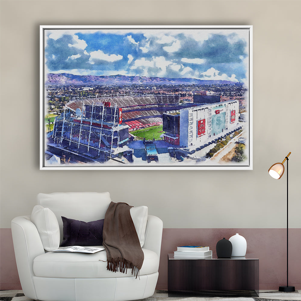 Levi's Painting Stadium Watercolor, Painting Canvas, Sport Gift Art, Framed Canvas Print Wall Art