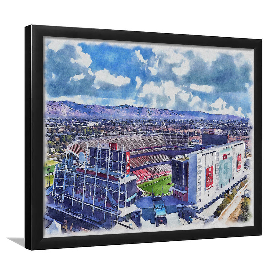 Levi's Painting Stadium Watercolor, Painting Canvas, Sport Gift Art, Framed Art Print Wall Decor