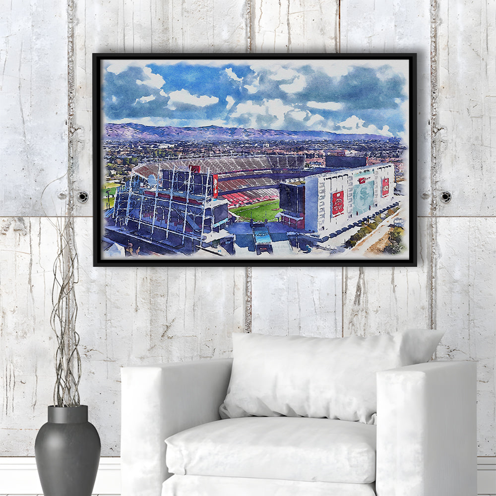 Levi's Painting Stadium Watercolor, Painting Canvas, Sport Gift Art, Framed Canvas Print Wall Art