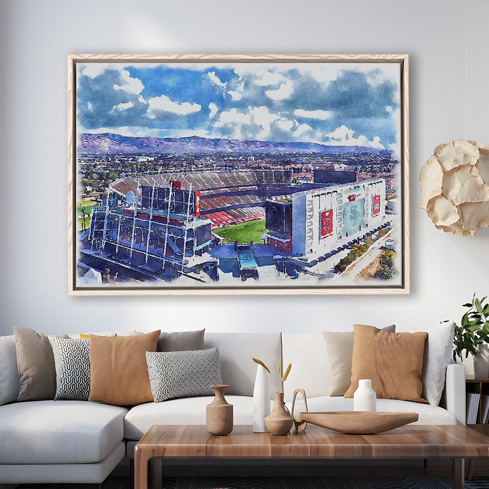 Levi's Painting Stadium Watercolor, Painting Canvas, Sport Gift Art, Framed Canvas Print Wall Art