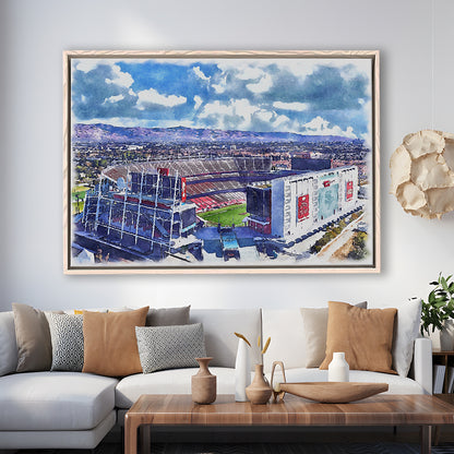 Levi's Painting Stadium Watercolor, Painting Canvas, Sport Gift Art, Framed Canvas Print Wall Art