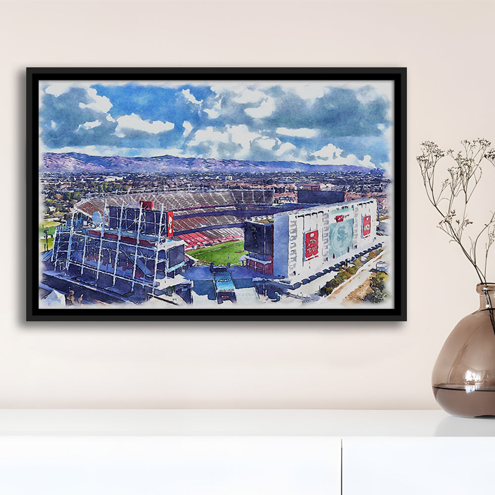Levi's Painting Stadium Watercolor, Painting Canvas, Sport Gift Art, Framed Canvas Print Wall Art