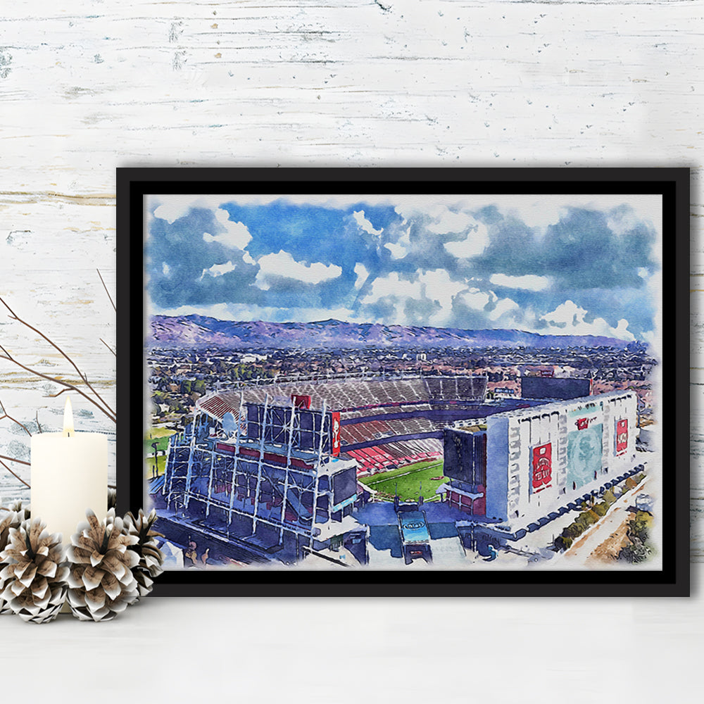 Levi's Painting Stadium Watercolor, Painting Canvas, Sport Gift Art, Framed Canvas Print Wall Art