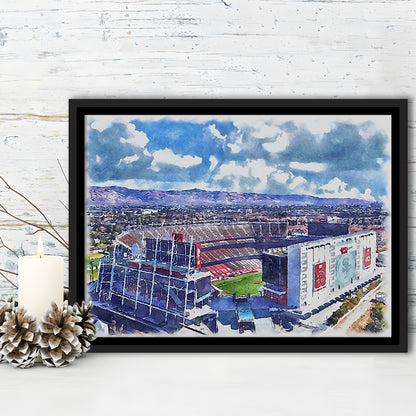 Levi's Painting Stadium Watercolor, Painting Canvas, Sport Gift Art, Framed Canvas Print Wall Art