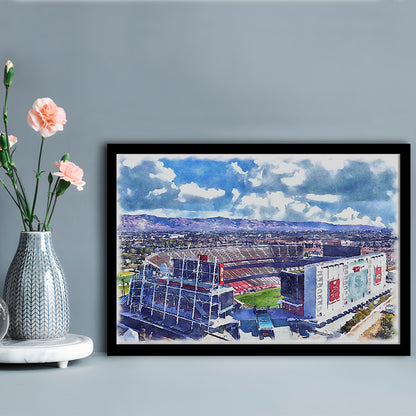 Levi's Painting Stadium Watercolor, Painting Canvas, Sport Gift Art, Framed Art Print Wall Decor