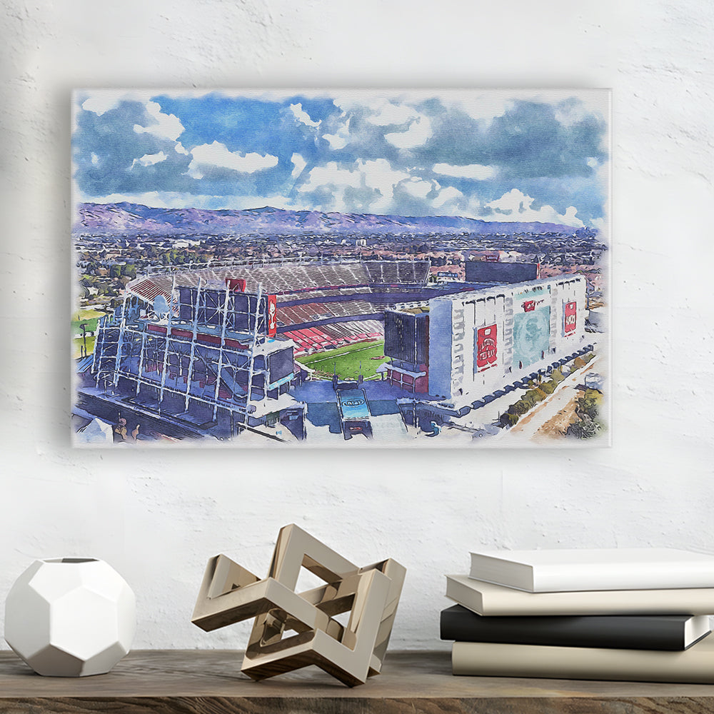 Levi's Painting Stadium Watercolor, Painting Canvas, Sport Art, Gifts for him, Canvas Print Wall Art