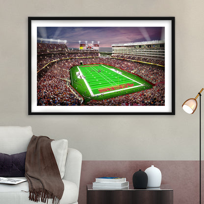 Levis Stadium, Stadium Canvas, Sport Art, Gift for him, White Border Framed Art Print Wall Decor