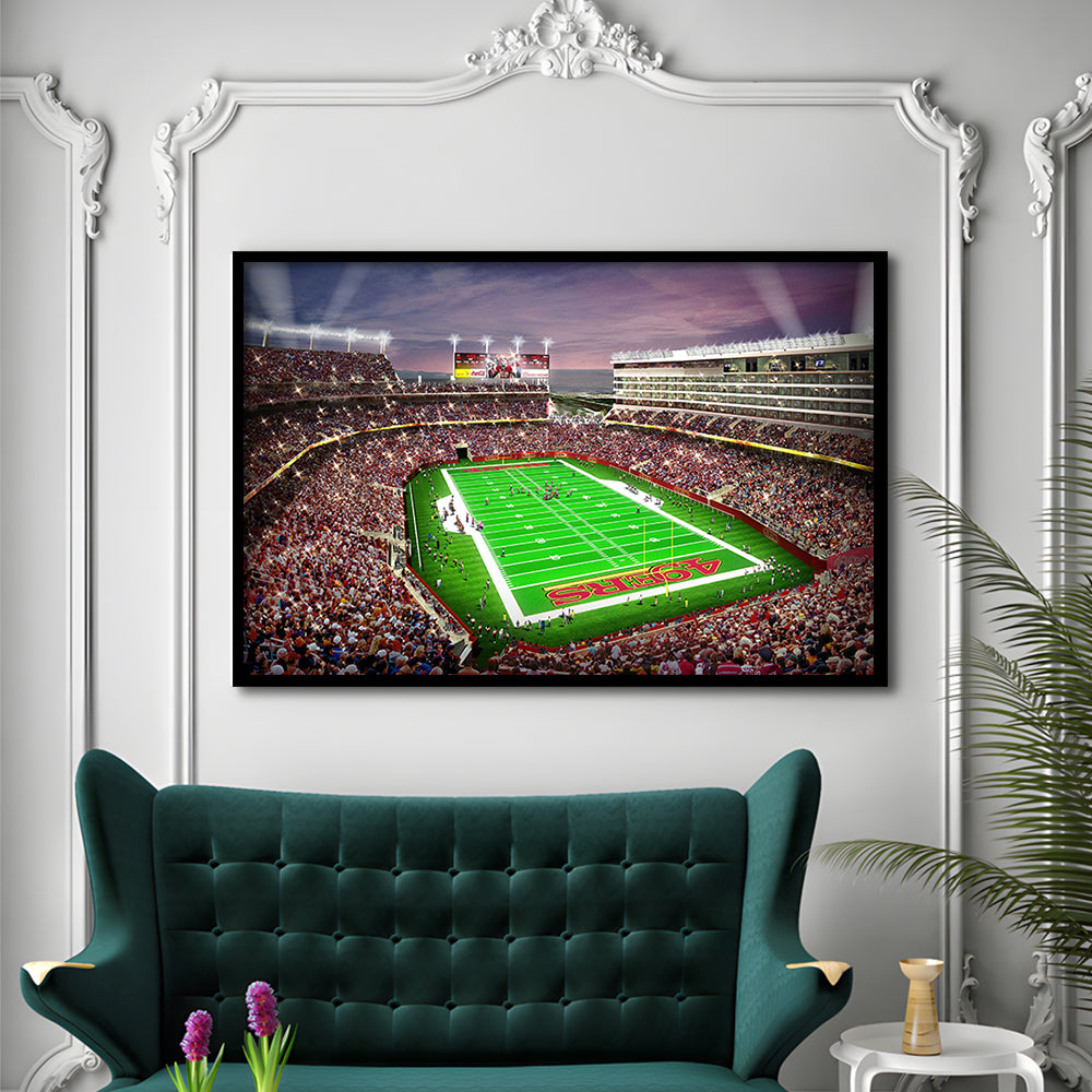 Levis Stadium, Stadium Canvas, Sport Art, Gift for him, Framed Art Print Wall Decor, Picture Framed