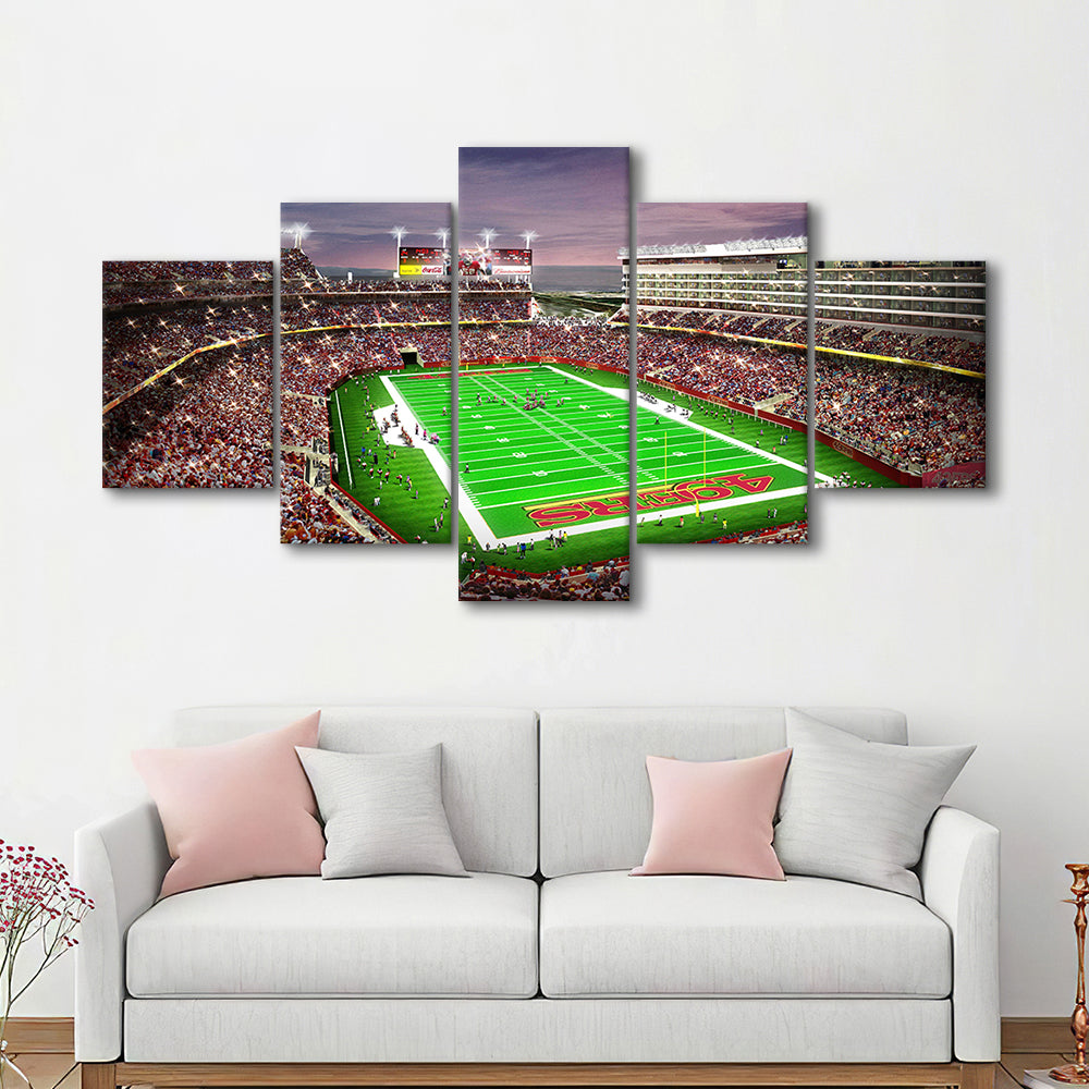 Levis Stadium, Stadium Canvas, Sport Art, Gift for him, 5 Panel, Large Canvas, Canvas Print Wall Art