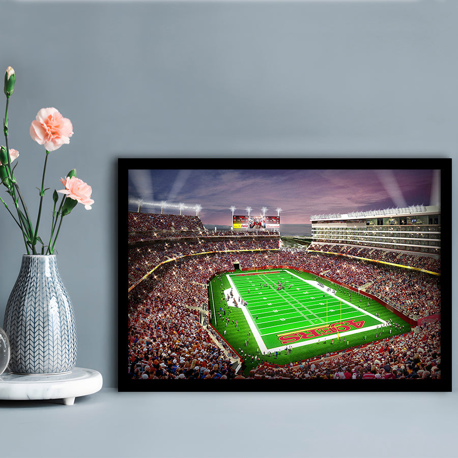 Levis Stadium, Stadium Canvas, Sport Art, Gift for him, Framed Art Print Wall Decor, Picture Framed
