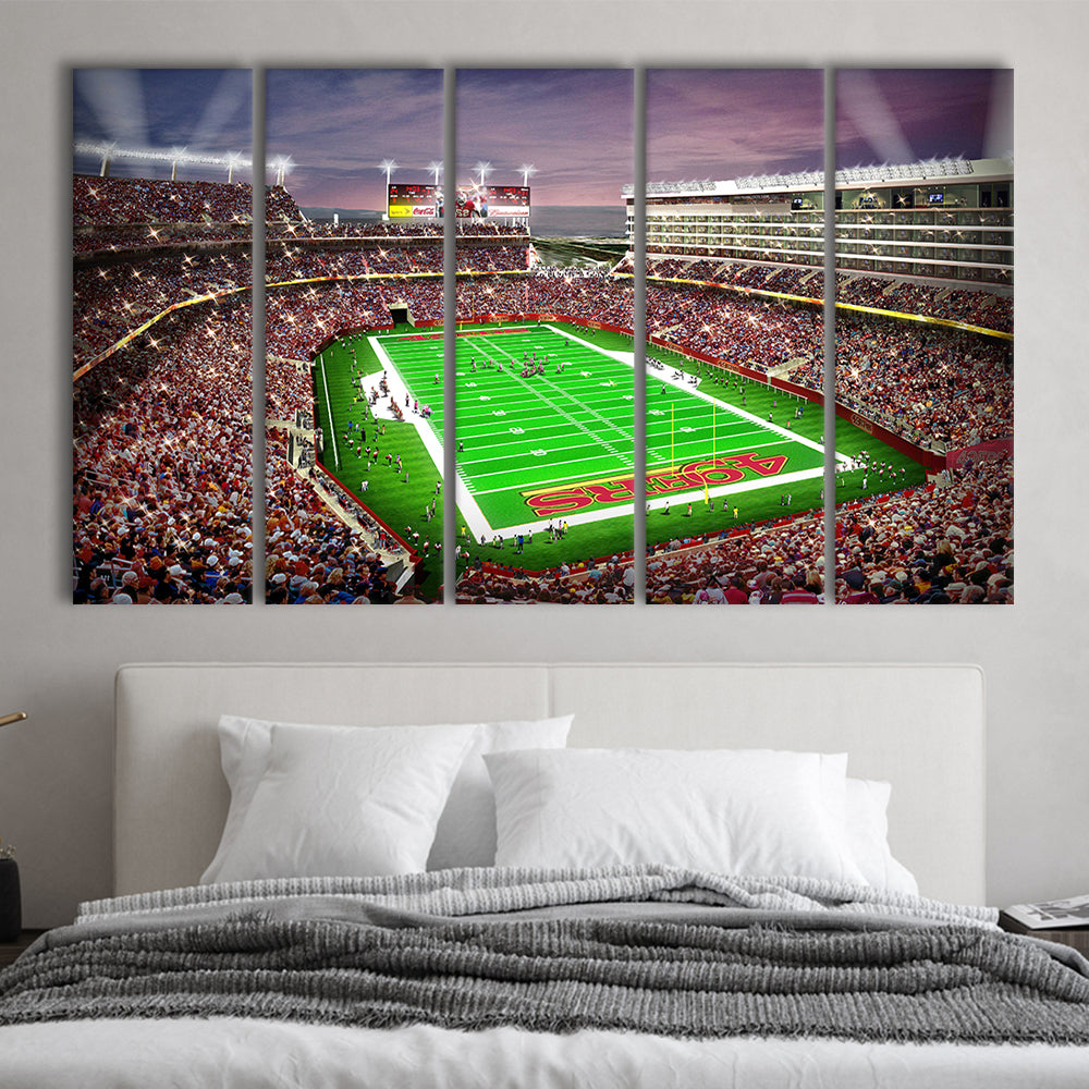 Levis Stadium, Stadium Canvas, Sport Art, 5 Panel B, Extra Large Canvas, Canvas Print Wall Art